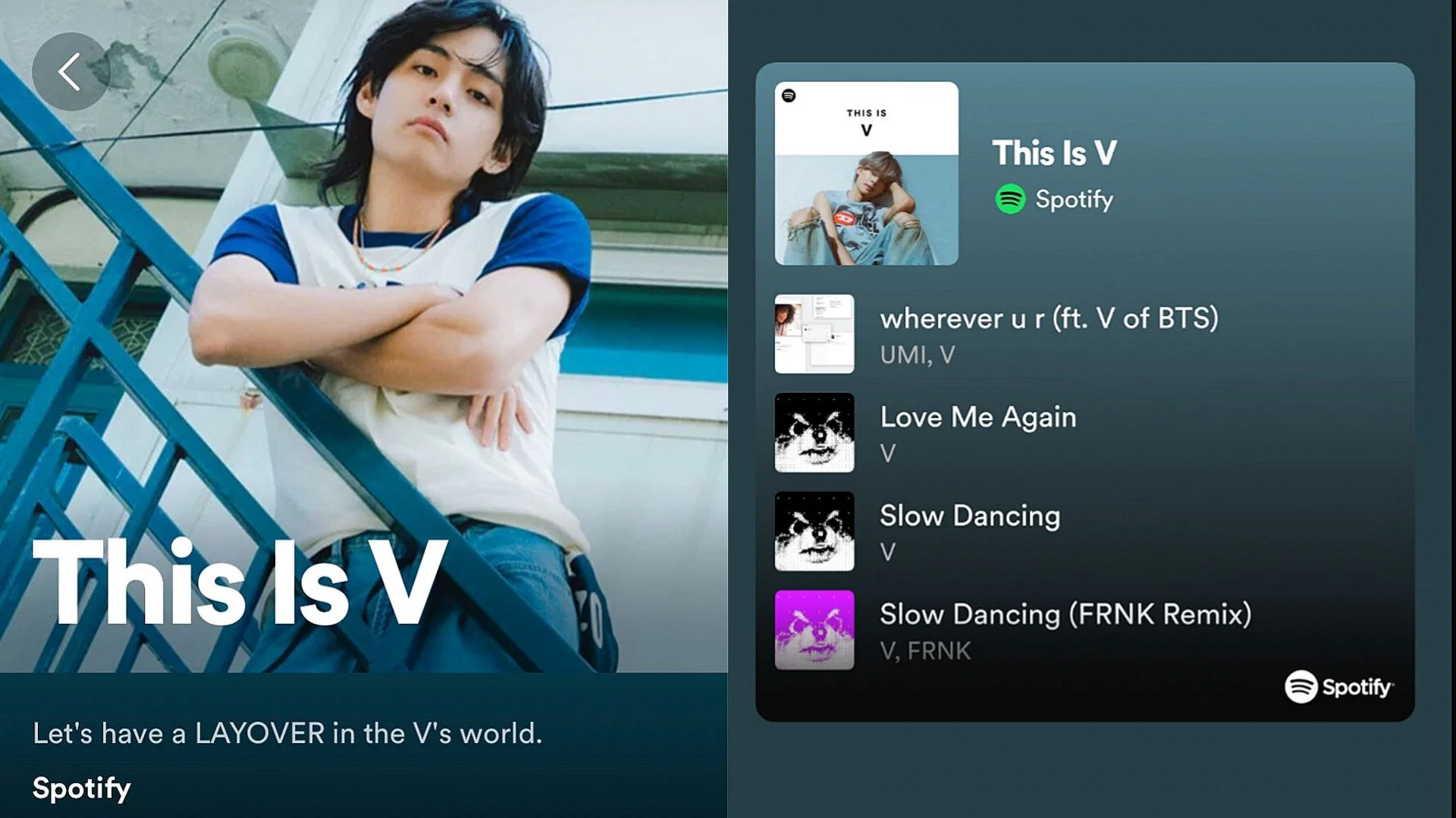 ARMYs over the moon as V finally gets his "This is V" official playlist on Spotify